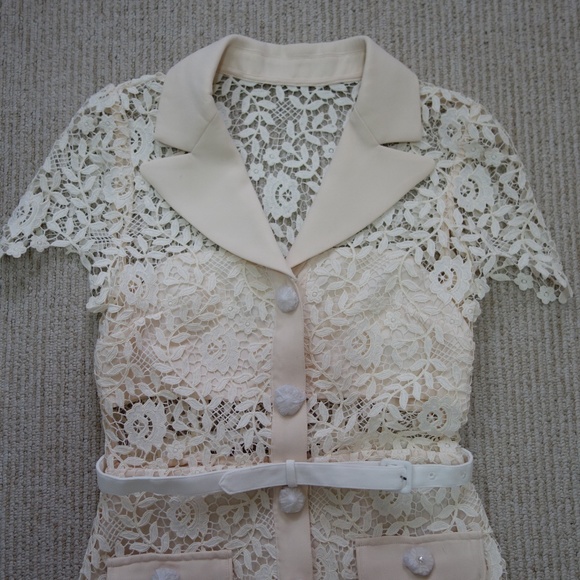 Self Portrait Cream Rose Lace Mini Dress - Picture 7 of 12